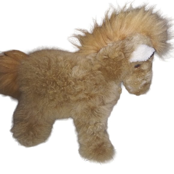 Peruvian Link 100% Baby Alpaca Soft Fur Horse Tan Pony Stuffed Plush 10 Inch Toy - Picture 2 of 9